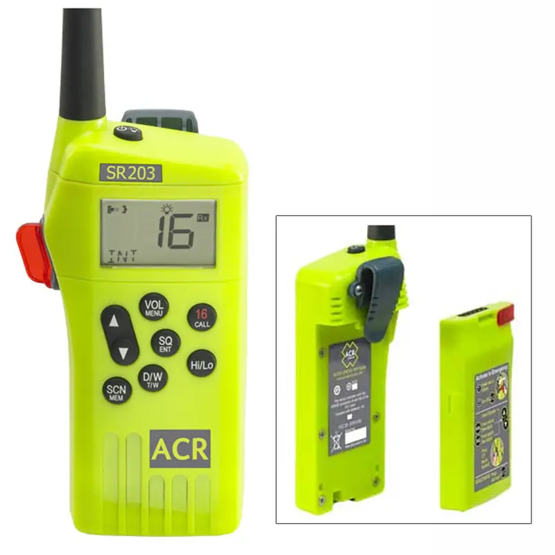 Acr Sr203 Vhf Handheld Survival Radio With Marine Emergency Features [2827] 1