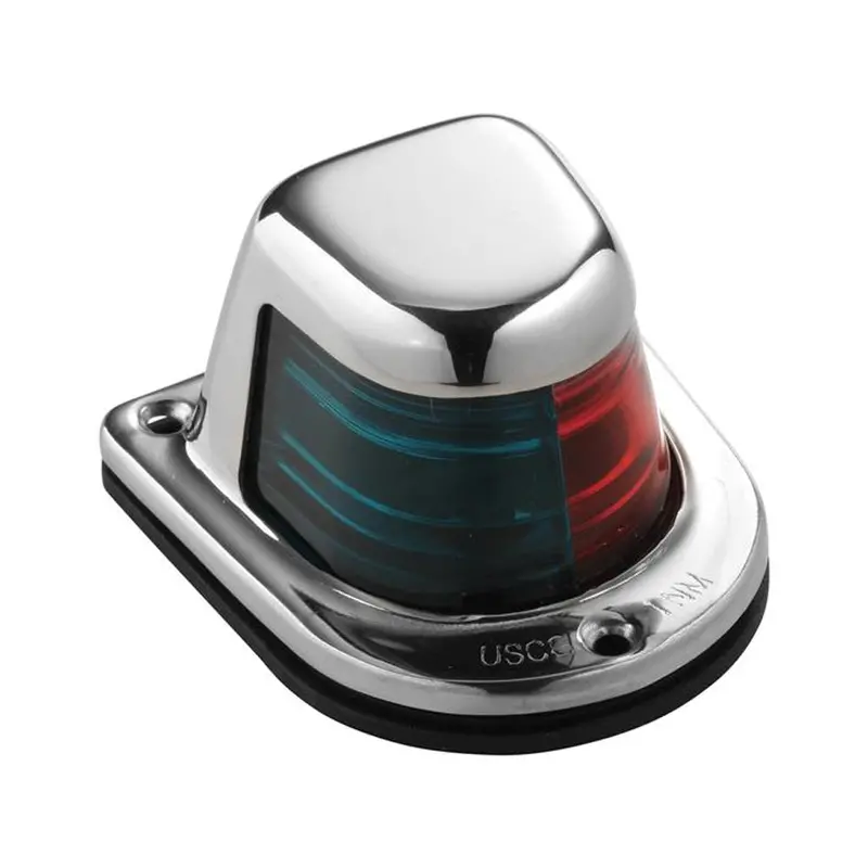 Attwood 12V Red/Green Bi-Color Sidelight – 1-Mile Deck Mount, Stainless Steel [66318-7] 1
