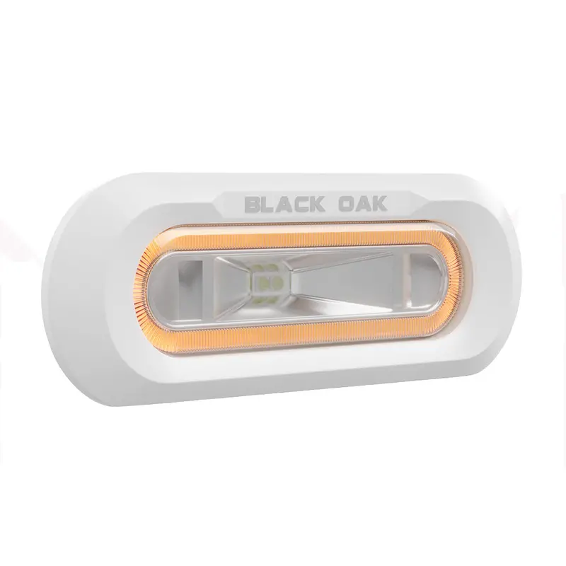 Black Oak Low-Pro Marine Spreader Light – Flush Mount – White Housing, Amber Led 1