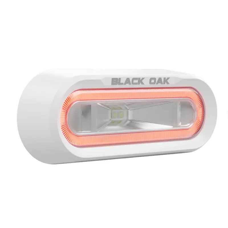 Black Oak Low-Pro Off-Road Spreader Light – Bracket Mount – White Housing, Red Led 1