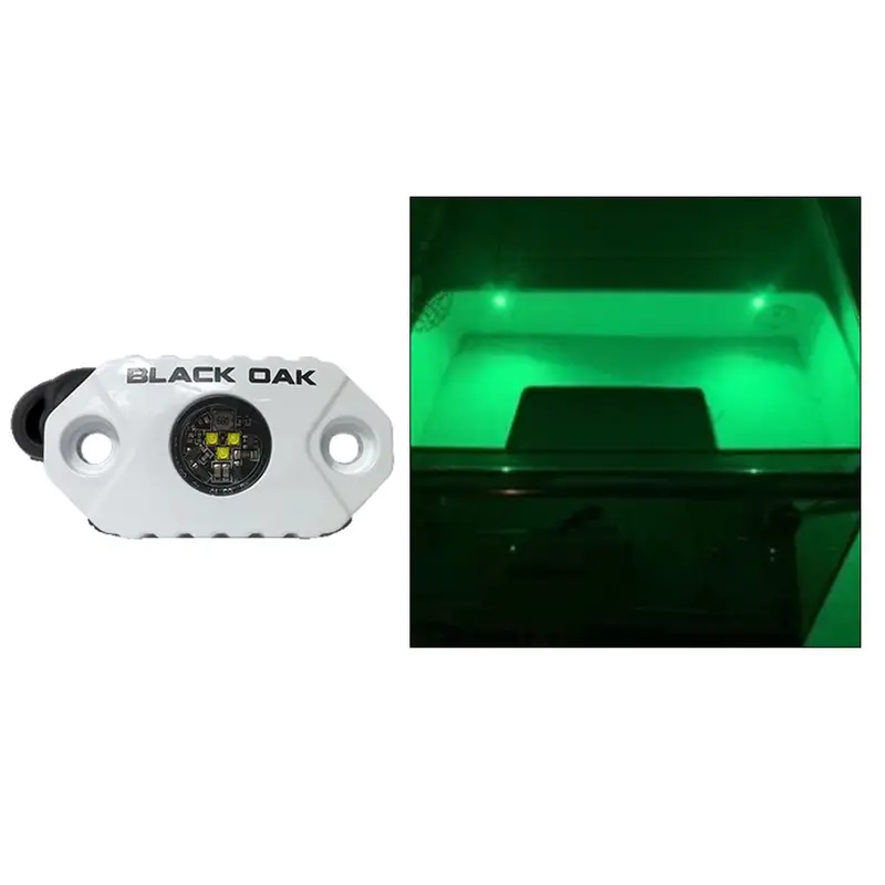 Black Oak Mal-G Rock Accent Light – Green Leds – White Housing 1