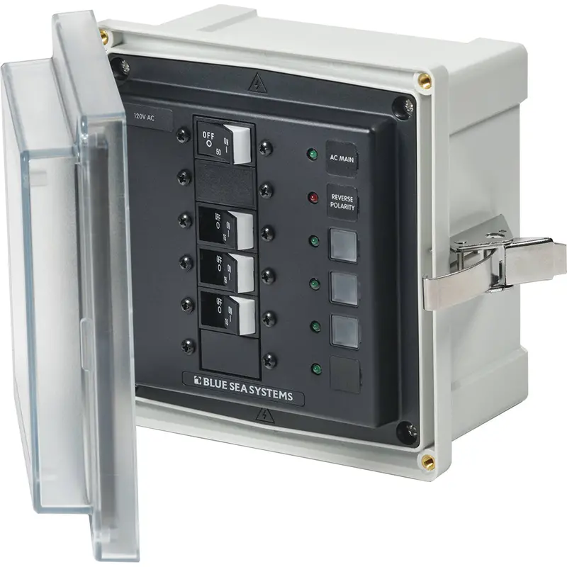 Blue Sea Systems 3130 Sms Ac Panel Enclosure – Main Breaker + 3 Branch Circuits (120V Ac, 15A) 1