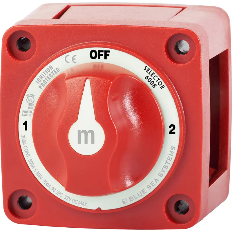 Blue Sea Systems 6008 M-Series 3-Position Battery Switch – Red 1