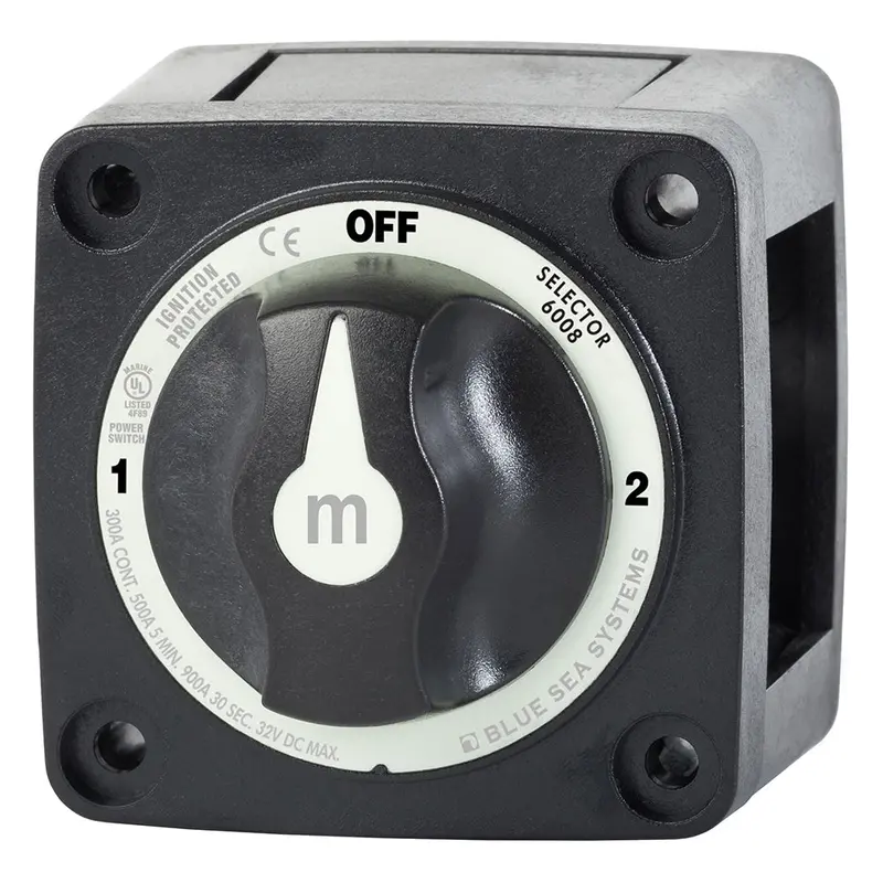 Blue Sea Systems 6008200 M-Series 3-Position Battery Selector Switch – Black 1
