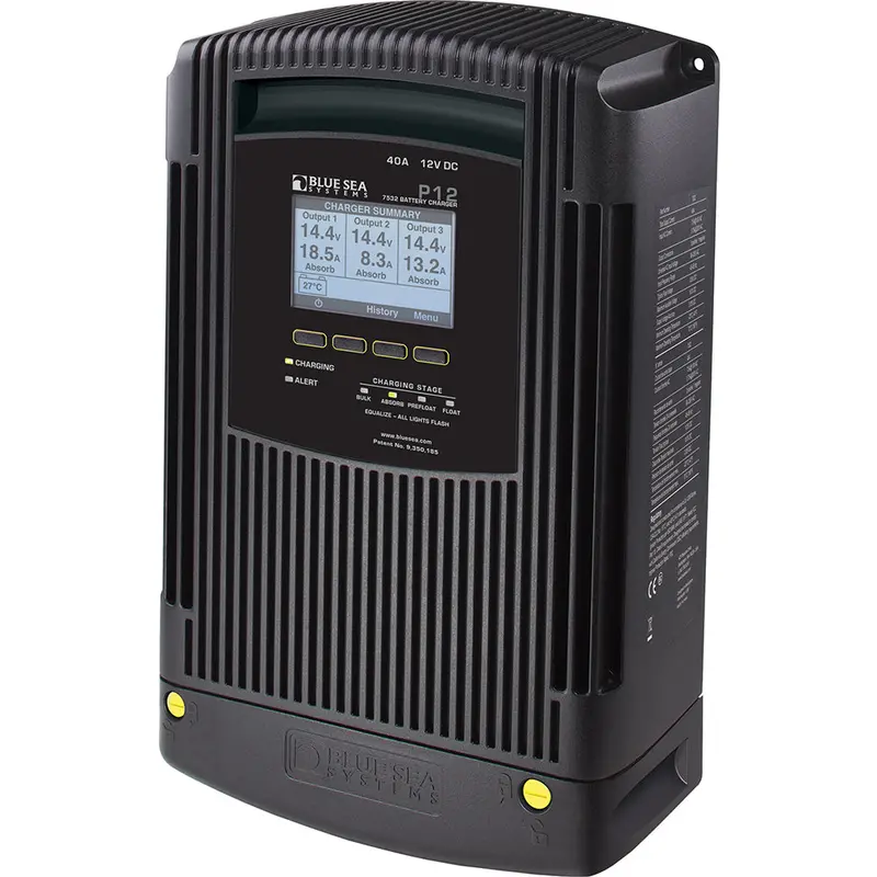 Blue Sea Systems 7532 P12 Gen2 40A 3-Bank Marine Battery Charger 1