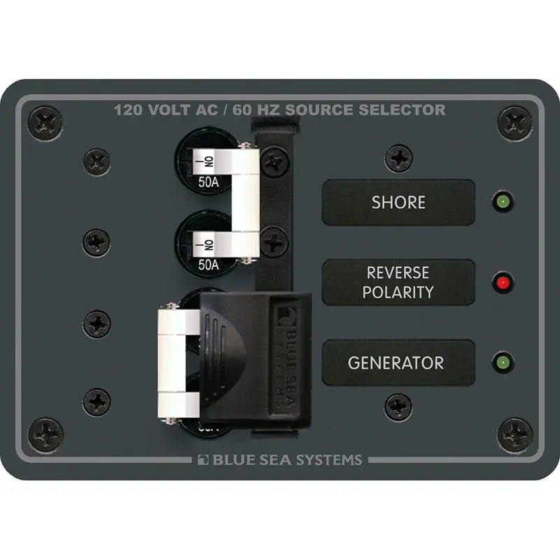 Blue Sea Systems 8061 Ac Source Selector Switch – 120V, 50A Toggle Control 1