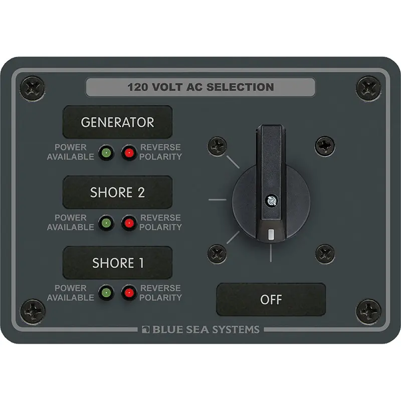 Blue Sea Systems 8366 Ac Rotary Switch Panel – 30A, 3-Position + Off, Dual-Pole 1