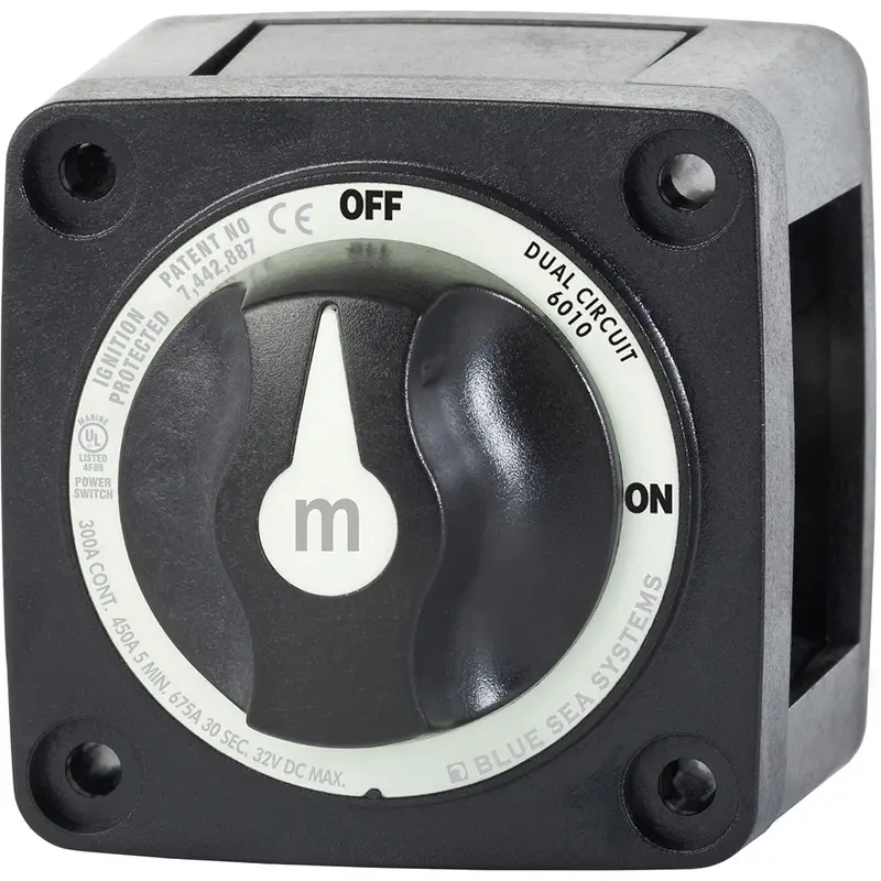 Blue Sea Systems Dual-Circuit Battery Switch – Black – Model 6010200 1