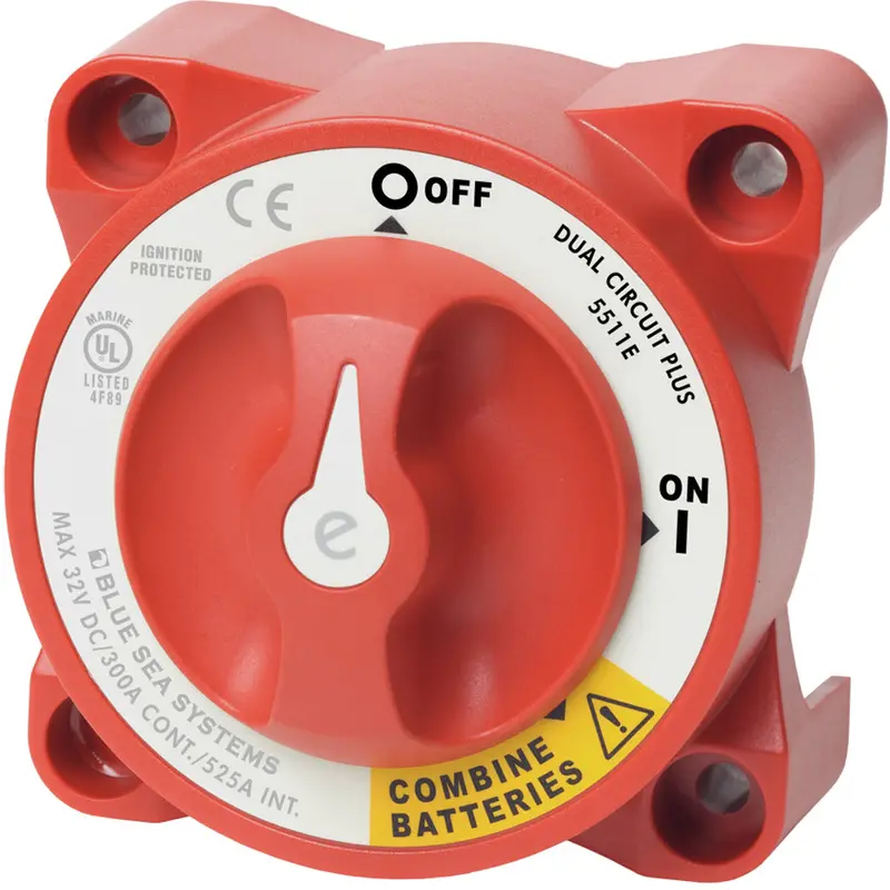 Blue Sea Systems E-Series Dual-Circuit Plus Battery Switch — Heavy-Duty 2-Circuit Management (Model 5511E) 1