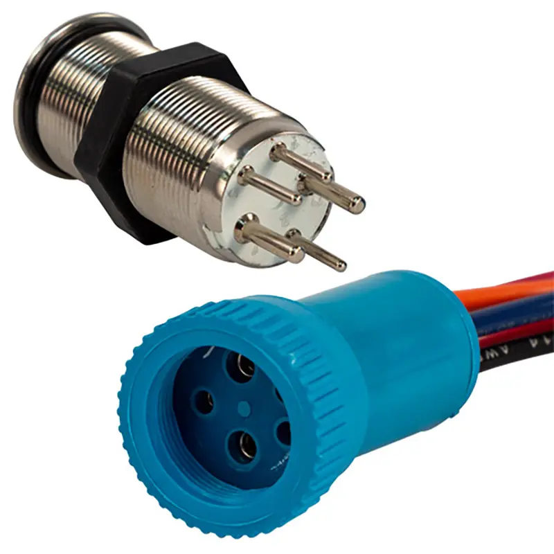 Bluewater 19Mm Dual-Momentary Push Button Switch – Off/(On)/(On), Blue/Green/Red Led, 4-Foot Lead 1