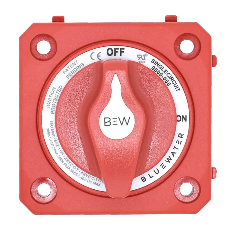 Bluewater 9800-006-10 Panel-Mount On/Off Battery Switch – Red Housing 1