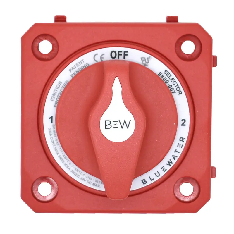 Bluewater 9800-007-10 Panel-Mount Off/1/2/Both Battery Switch – Red Housing 1