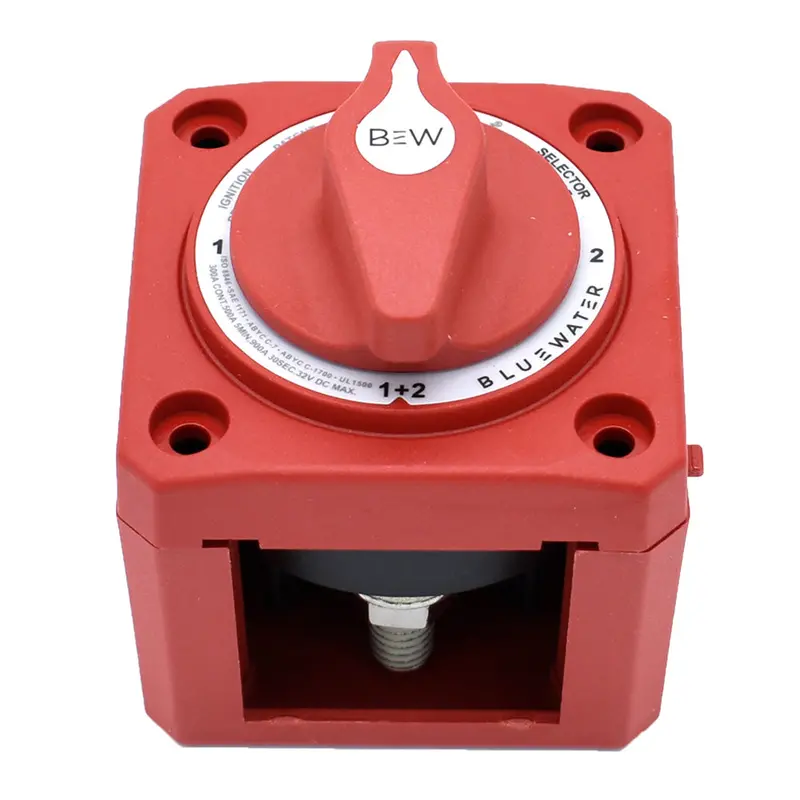 Bluewater 9800-007-11 Surface-Mount Off/1/2/Both Battery Switch – Red Housing 1