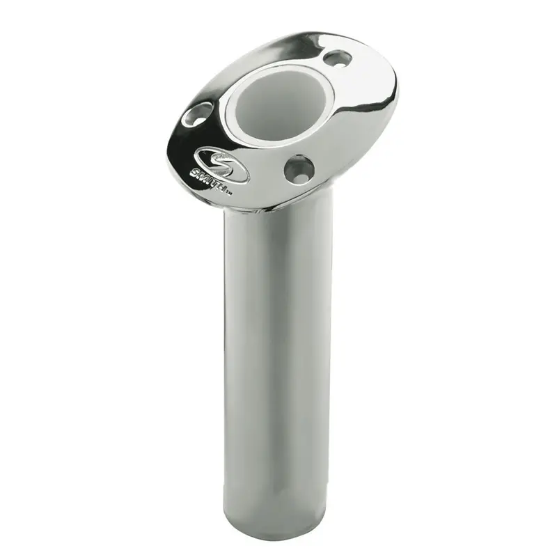C.E. Smith 15° Flush-Mount Stainless Steel Rod Holder With Cast Gimbal And White Vinyl Liner – 9" Depth 1