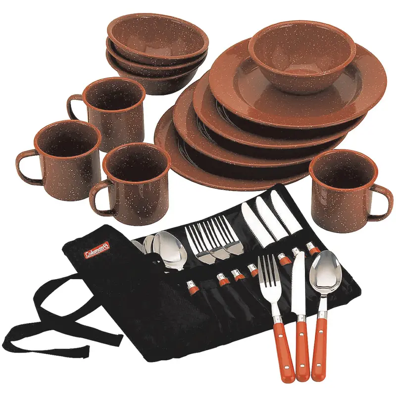 Coleman 24-Piece Speckled Red Enamelware Cookware Set (2000016407) 1