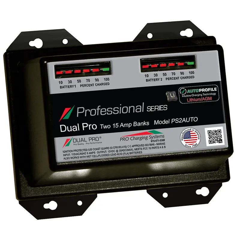 Dual Pro Ps2 Dual-Bank Marine Charger – 15A Auto-Detect For Lithium And Agm [Ps2Auto] 1