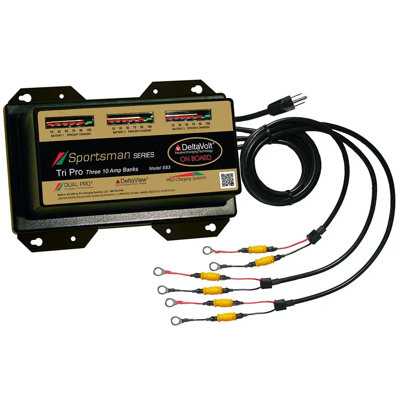 Dual Pro Sportsman Series 30A Multi-Bank Battery Charger: 3 Banks, 12V–36V Input (Model Ss3) 1