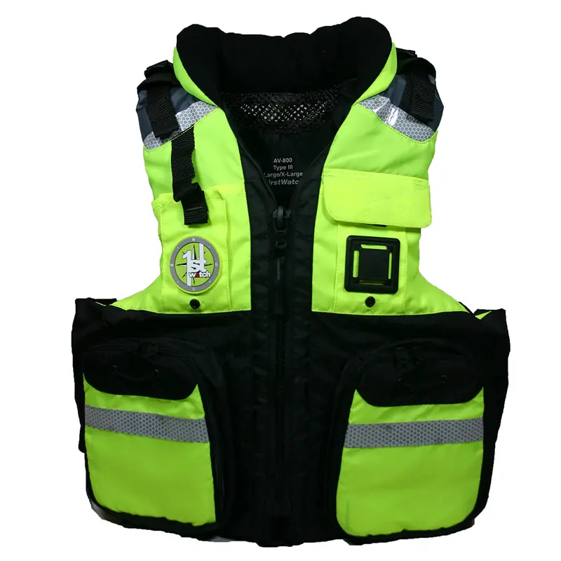 First Watch Av-800 Four-Pocket Flotation Vest – Hi-Visibility Yellow, Size Range S–M – Model Av-800-Hv-S/M 1