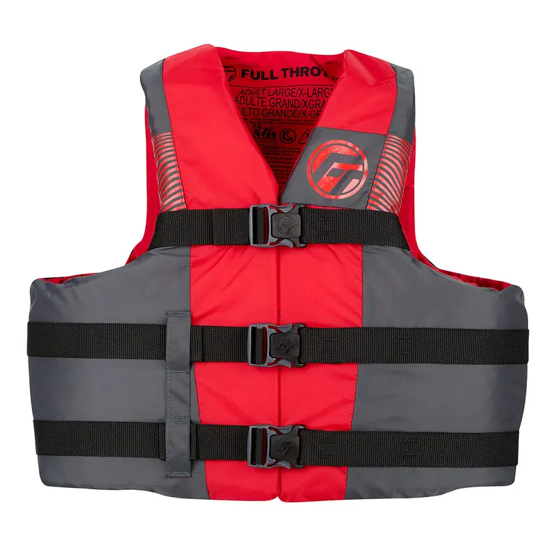 Full Throttle Adult Nylon Life Jacket – Black/Red, Extended Sizes (2X/4X) [112200-100-080-26] 1