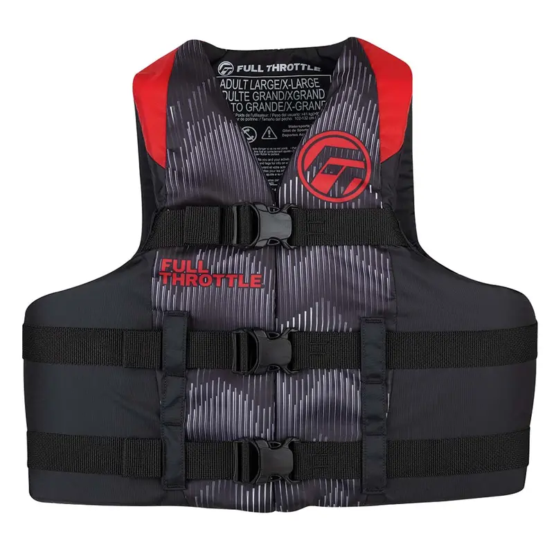 Full Throttle Adult Nylon Life Jacket – Red & Black, Large/X-Large [112200-100-050-22] 1