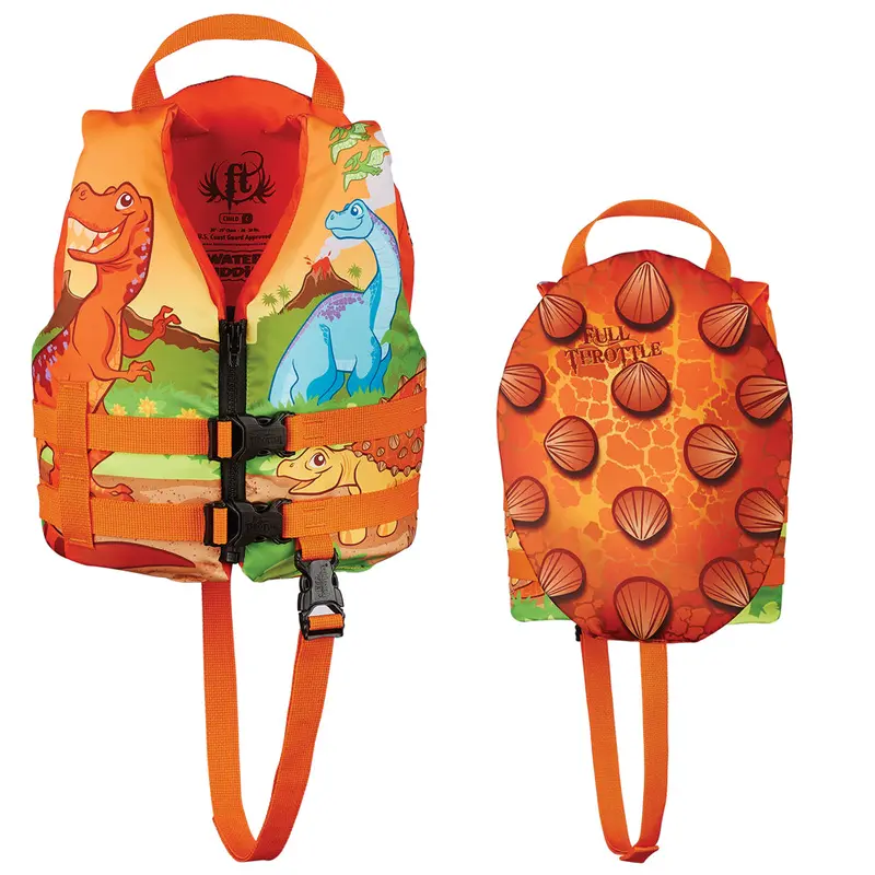 Full Throttle Water Buddies Child Life Vest (30–50 Lbs) – Dinosaur Design 1