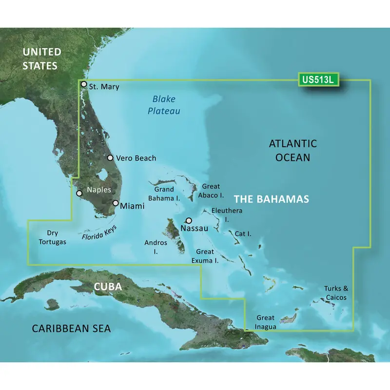 Garmin Bluechart G3 Vision Hd Microsd Card: Jacksonville To Bahamas [Vus513L, 010-C0742-00] 1