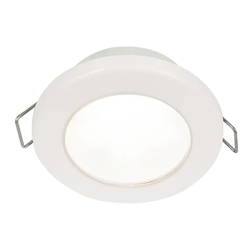 Hella Marine Euroled 75 Spring-Mount Downlight – 3-Inch Round, White Led, White Plastic Rim – 12V 1
