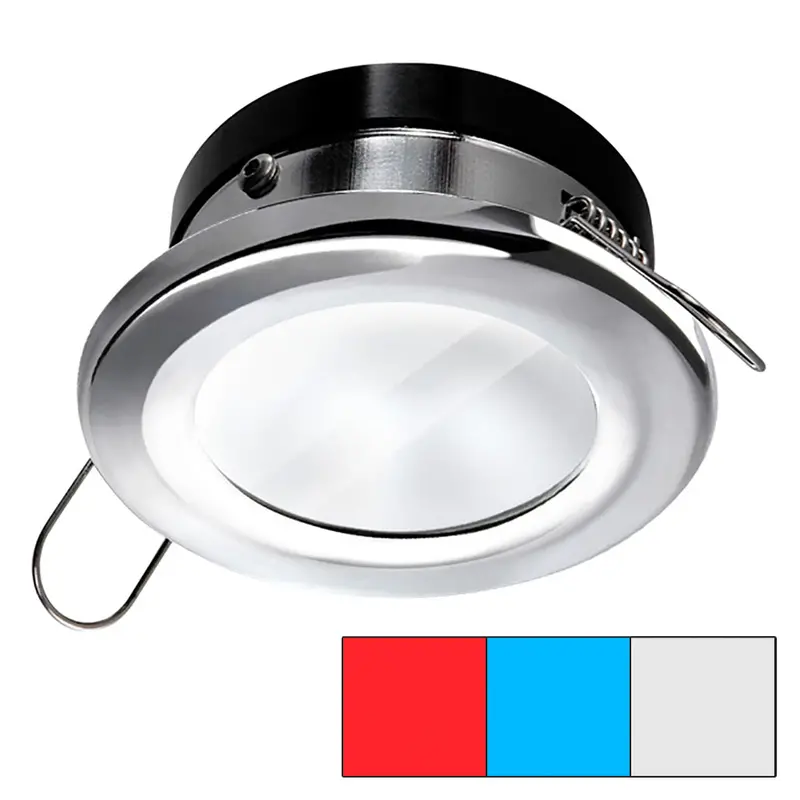 I2Systems Apeiron A1120 Round Spring-Mount Led Light – Red, Cool White & Blue (Polished Chrome) 1