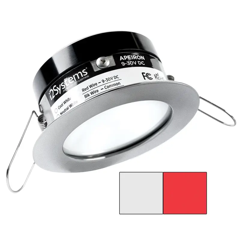 I2Systems Apeiron Pro A503 Round 3W Spring-Mount Led Light – Cool White + Red Dual Mode, Brushed Nickel Finish (Model A503-41Aag-H) 1