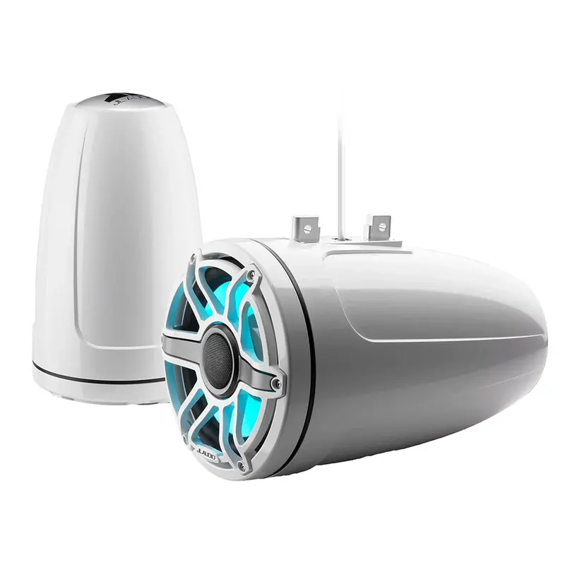 Jl Audio M6-880Etxv3 Enclosed 8.8" Tower Coaxial System With Gloss White Sport Grille & Transflective Led Lighting 1
