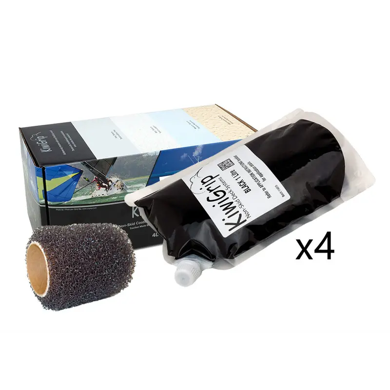 Kiwigrip 4-Liter Non-Skid Coating Kit – Black, Includes 4-Inch Roller [Kg-4Bk-Pr] 1