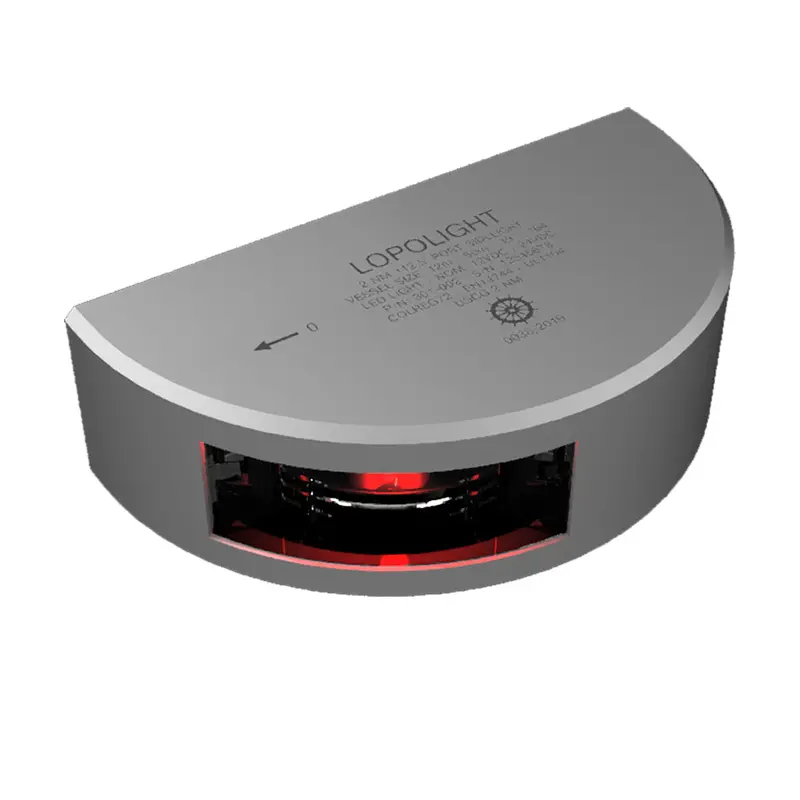 Lopolight Series 301 Navigation Light – Red, 2-Nautical-Mile Visibility, Vertical Mount, Silver Housing, 6-Meter Cable 1