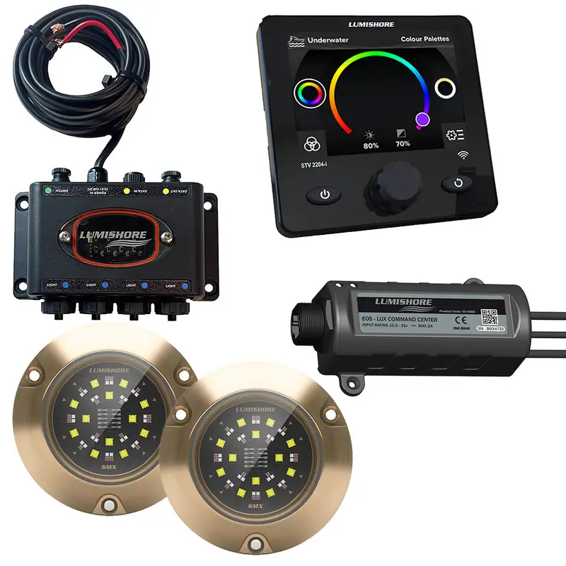 Lumishore Lux Smx154 Led Underwater Light System – 2 Lights, Hub, Lux Command Center, And Display 1