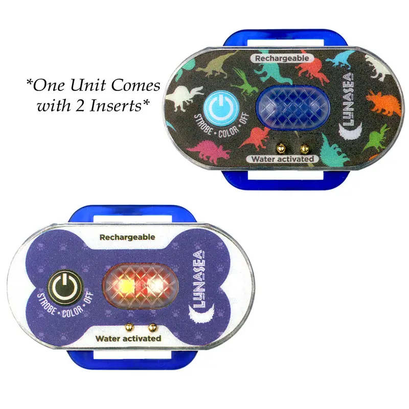 Lunasea Water-Activated Safety Strobe Light – Blue Housing, Blue Flash (Child/Pet Use) 1