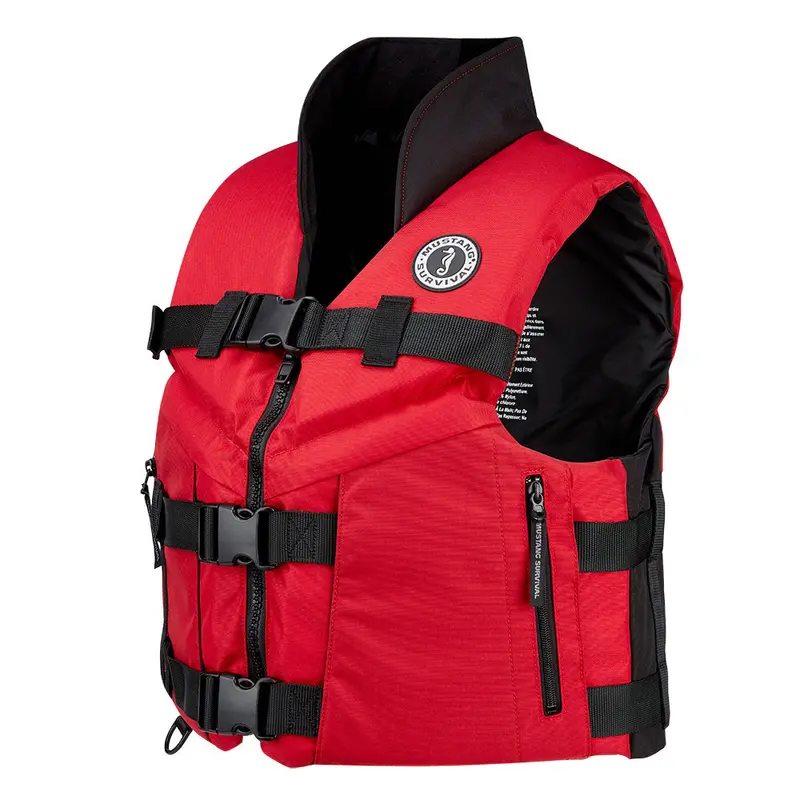 Mustang Accel 100 Foam Fishing Life Vest – Small, Red-Black 1