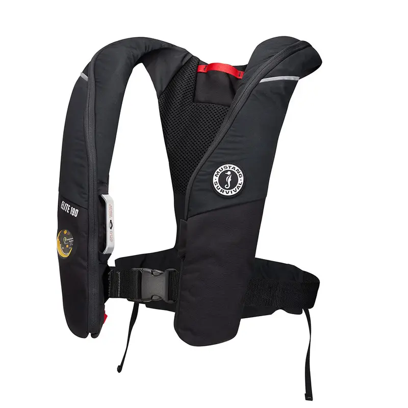 Mustang Elite 190 Offshore Inflatable Life Vest – Sleek Black, Md3170-13-0 1