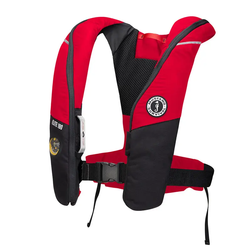 Mustang Elite 190 Offshore Inflatable Pfd – Red/Black Two-Tone, Md3170-123-0 1