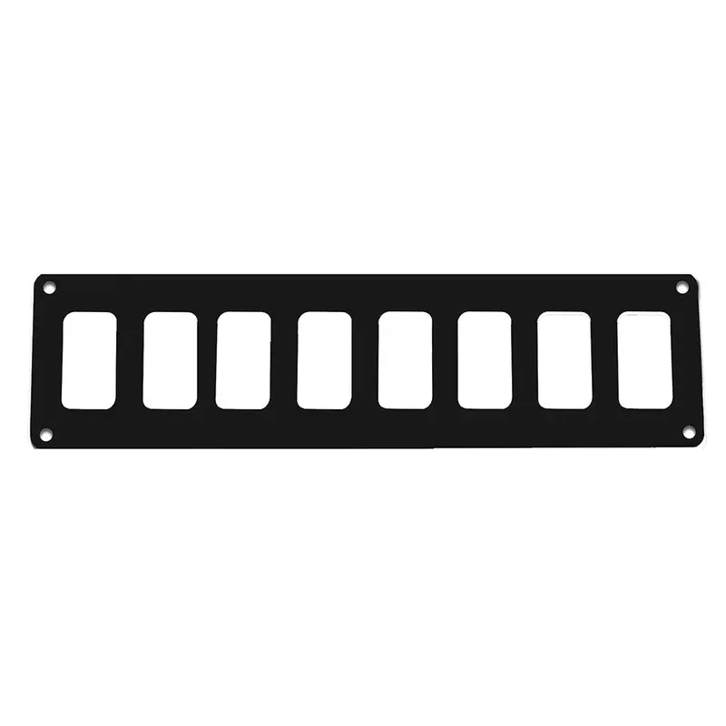 Pacer 8-Switch Black Powder-Coated Aluminum Panel – 12.5" × 2.75", Single-Row Layout (Psc-81-Bk) 1