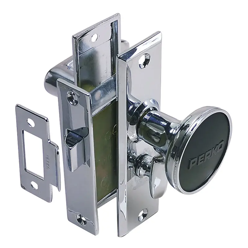 Perko Mortise Latch Set With Turn Button – Chrome Finish 1