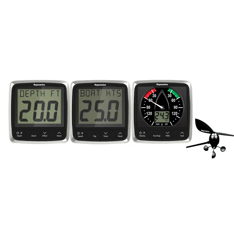 Raymarine I50/I60 Integrated Instrument Pack – Wind, Speed & Depth With Transducers [T70584] 1