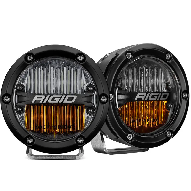 Rigid 360-Series 4-Inch Yellow/White Sae Fog Lights – Dual-Unit Set [36122] 1