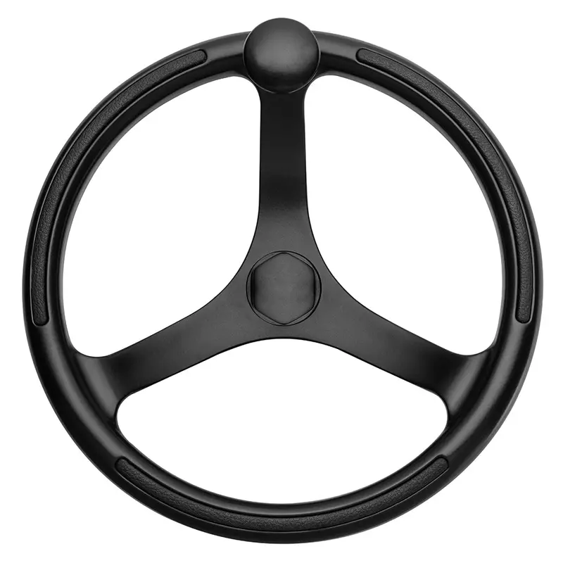 Schmitt Marine Primus 13.5" Black Steering Wheel With 3/4" Tapered Shaft & Finger-Grip Knob – Powder-Coated Finish [742132Bfgk] 1