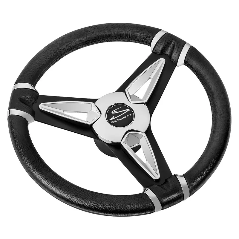 Schmitt Marine Pu50 Chrome-Cap 14" Steering Wheel With Black Spokes & 3/4" Tapered Shaft [Pu501404] 1