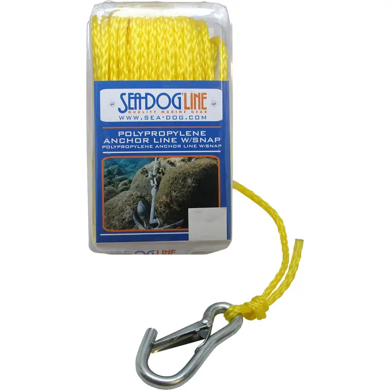 Sea-Dog Yellow Polypropylene Anchor Rope With Snap Hook – 1/4" Diameter, 100 Ft Length 1