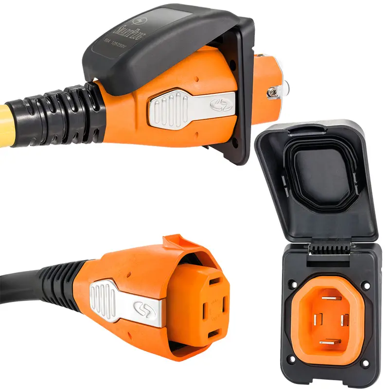 Smartplug 50-Amp Female Inlet With Cord Connector – Black Weatherproof Combo [B50Assypb] 1
