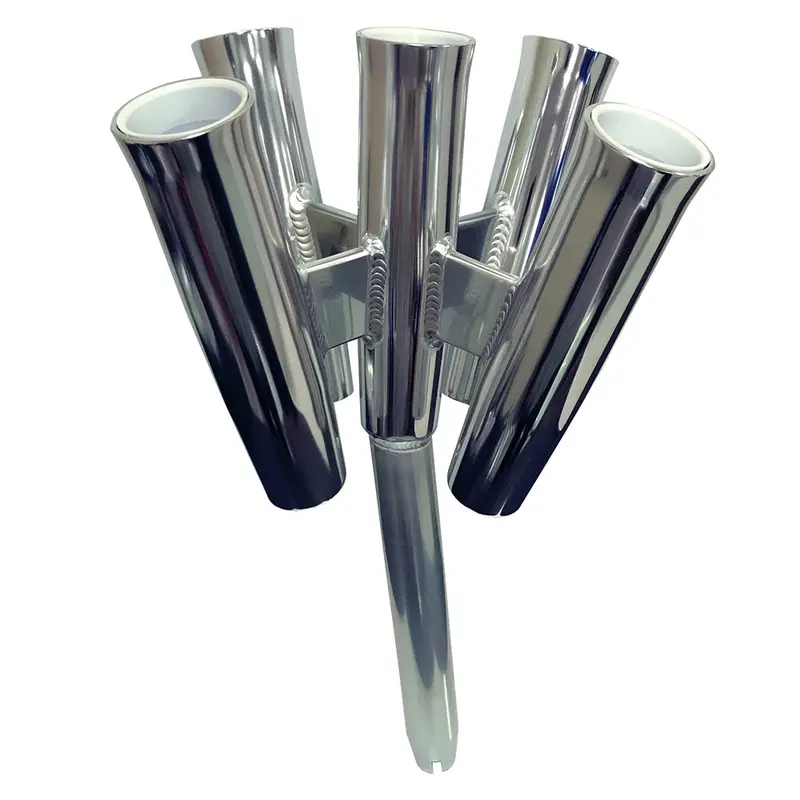 Tigress Five-Rod Cluster Rod Holder – Bent Butt, Polished Aluminum 1