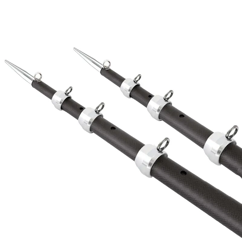 Tigress Xd 3K Carbon Fiber Telescoping Outrigger Poles – 21-Foot Pair, Matte Black & Silver Finish [88679-4] 1