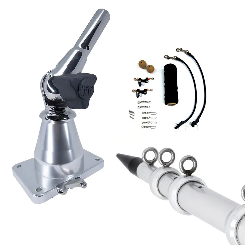 Tigress Xd Bay Series 15-Foot Top-Mount Outrigger System – Silver Aluminum Deluxe Rigging Kit [88823-2] 1
