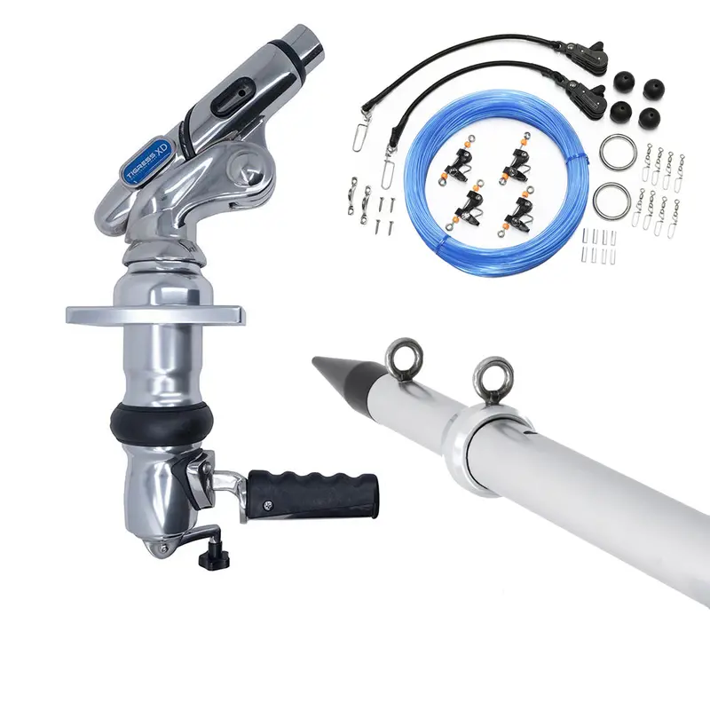 Tigress Xd Crank Series 18-Foot Top-Mount Outrigger System – Silver Pro Double Rigging Kit [88825-2] 1