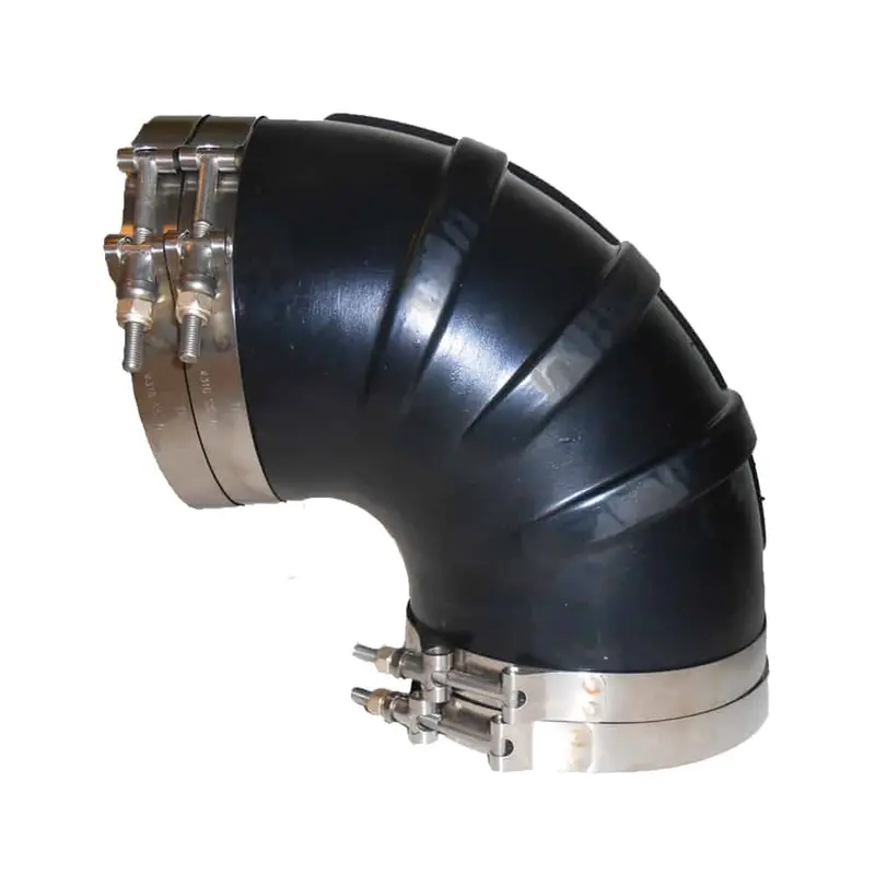 Trident Marine 4-Inch Id Black Epdm Wet Exhaust Elbow – 90° Molded Rubber Bend With Four Stainless T-Bolt Clamps [Trl-490-S/S] 1